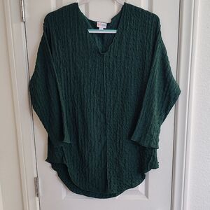 LuLaRoe Jolene Forest Green Textured V-neck Tunic Size Small